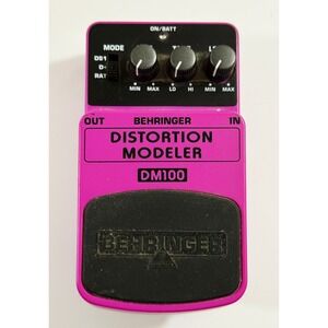 Behringer Distortion Modeler DM100 Guitar Pedal Pink DS1 D+ RAT Modes